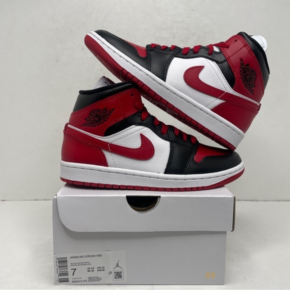 Jordan Shoes - Nike Air Jordan 1 Retro Mid WMNS “Bred Toe” 2022